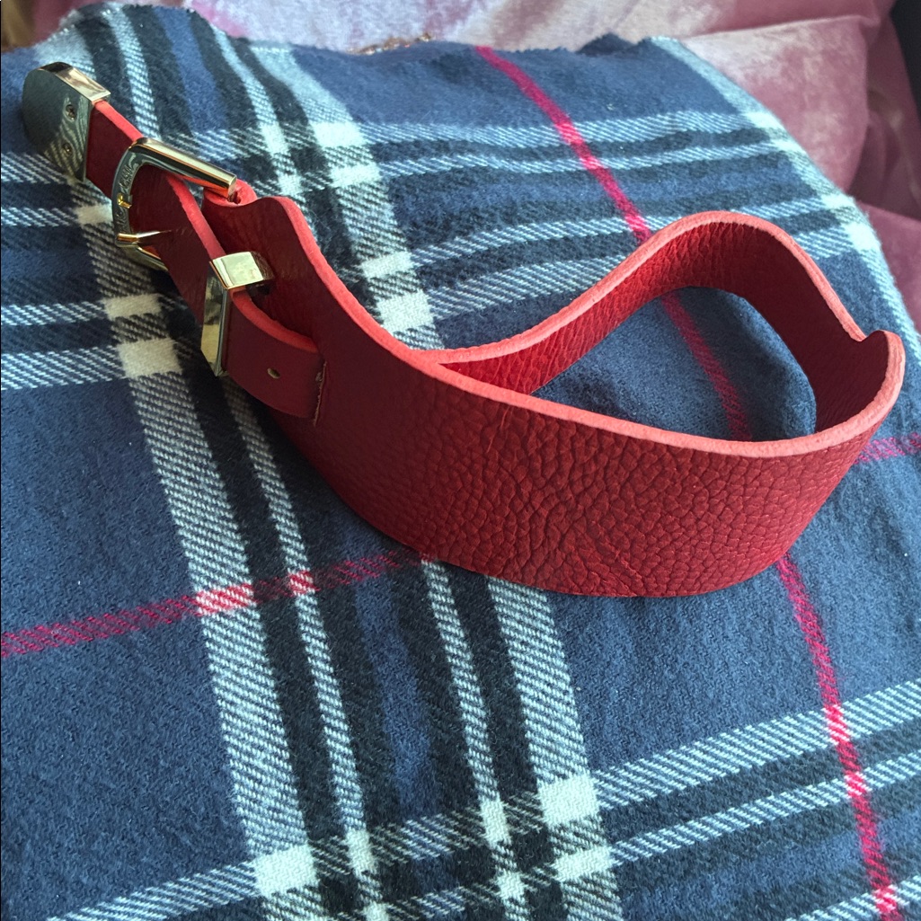Rustic Cuff Red Leather Bracelet With Gold Buckle Adjustable Unisex 38$